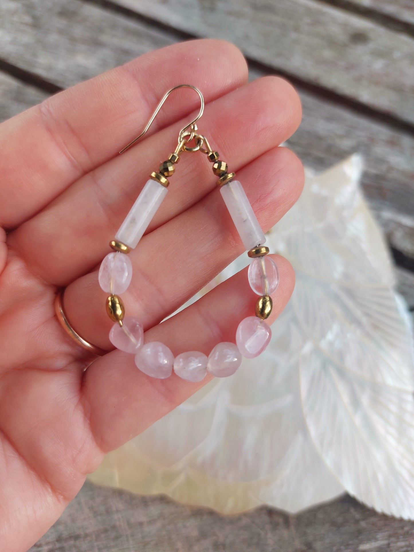 Boucles d'oreilles Tania Quartz Rose