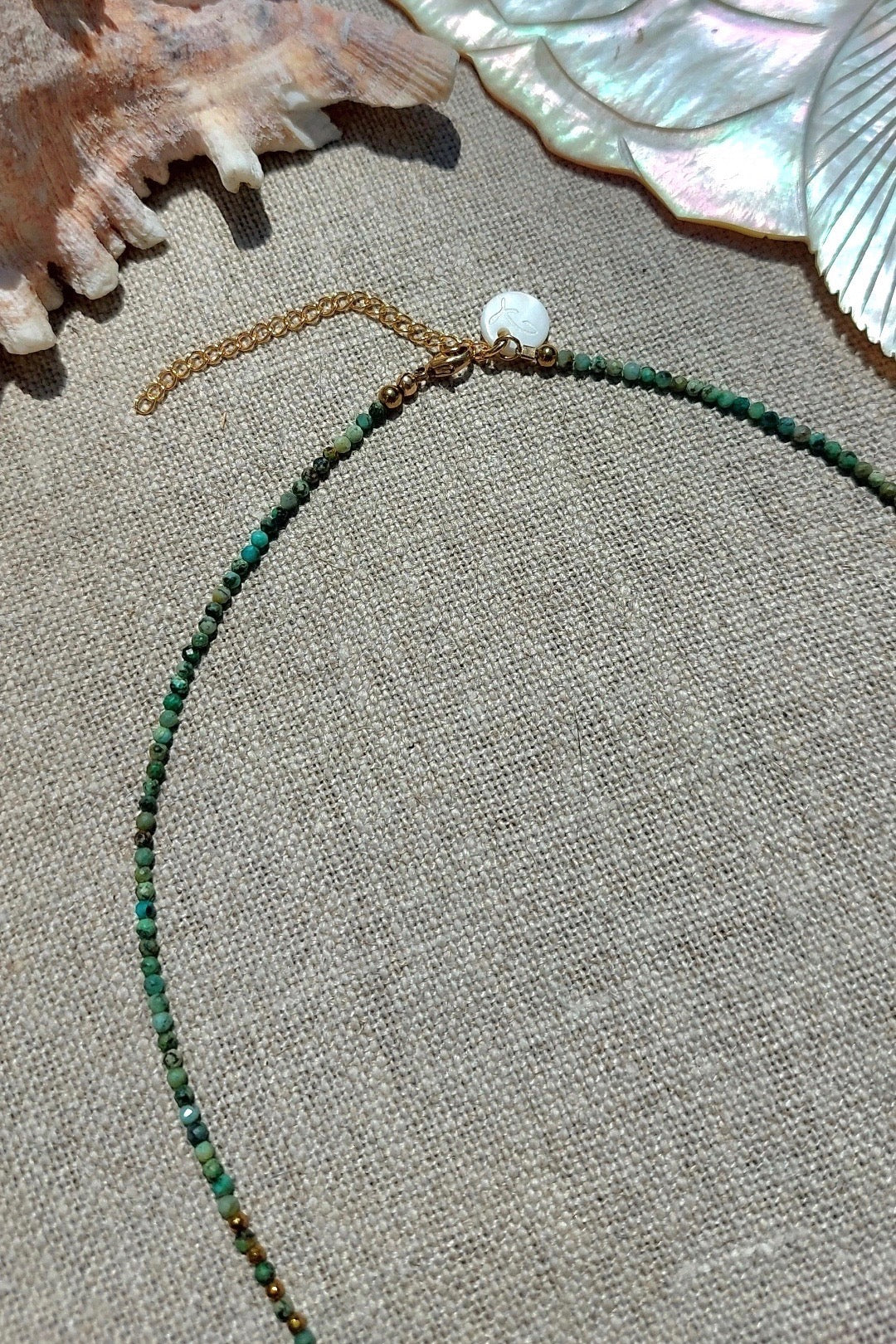 Collier Inaïa Turquoise africaine et Agathe d'Herbe verte