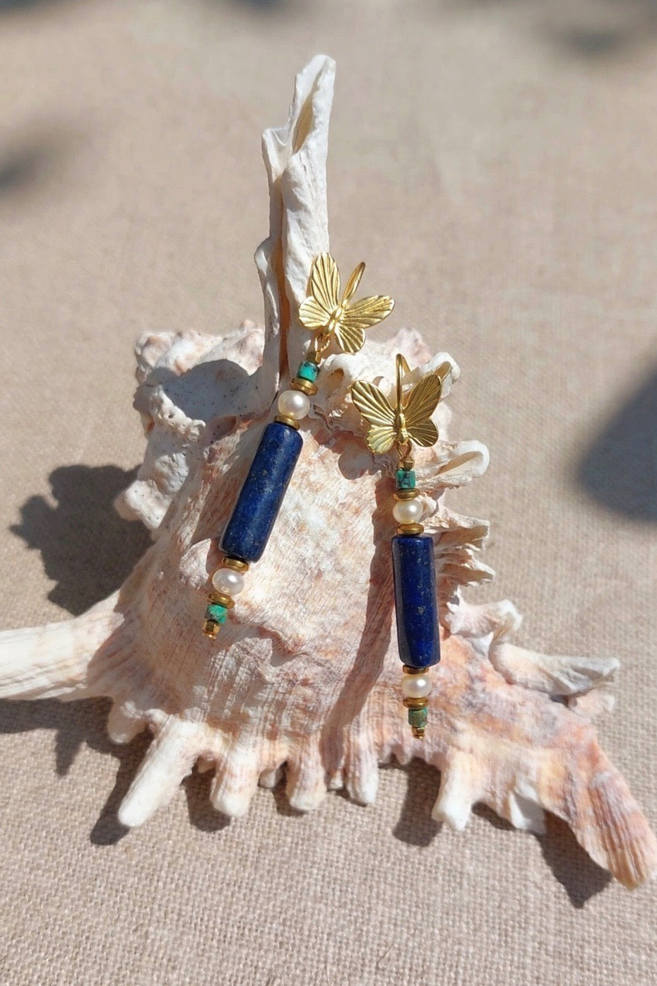 Boucles d'oreilles Augustine Lapis Lazuli et Turquoise