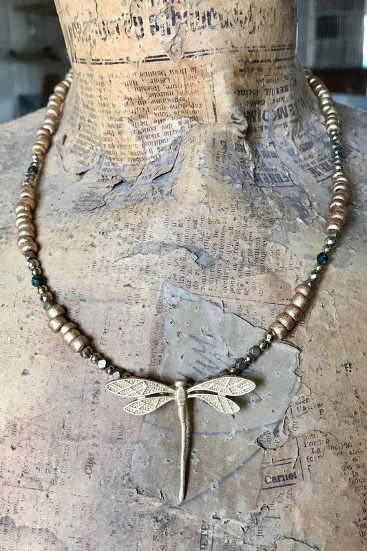 Collier Lubia Libellule dorée à l'or fin