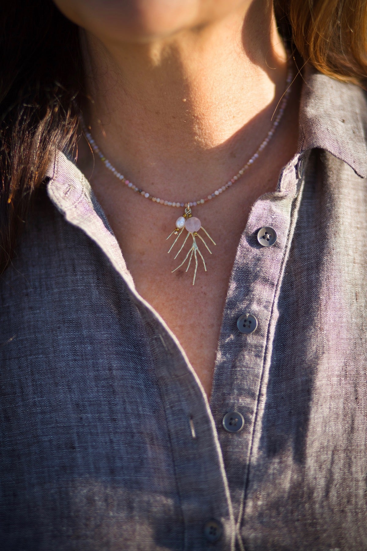 Collier Toscane Opale et quartz rose