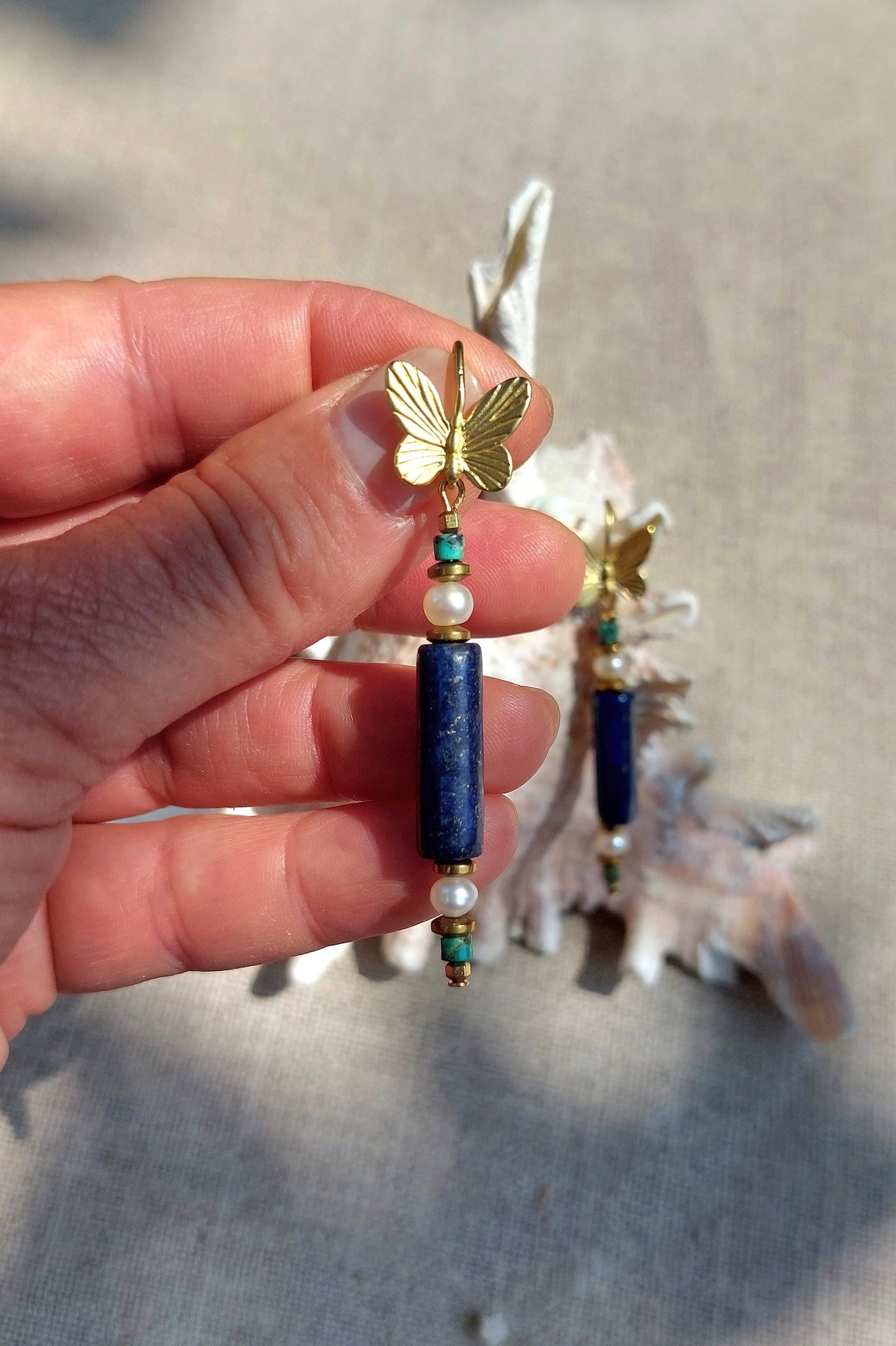 Boucles d'oreilles Augustine Lapis Lazuli et Turquoise