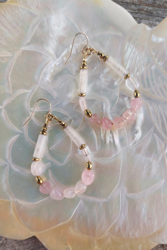 Boucles d'oreilles Tania Quartz Rose