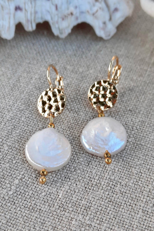 Boucles d'oreilles Zoé perle baroque plaqué or