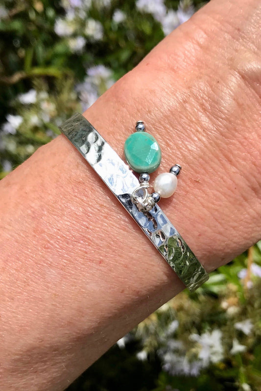 Bracelet Jana argent Agathe d'herbe verte